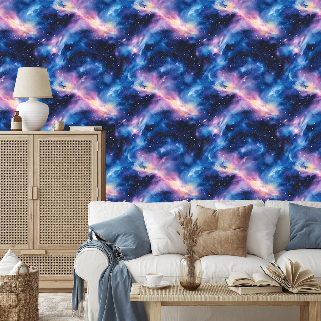 Watercolor Galaxy Blue and Blue Wallpaper, Fine Detail 50x1000