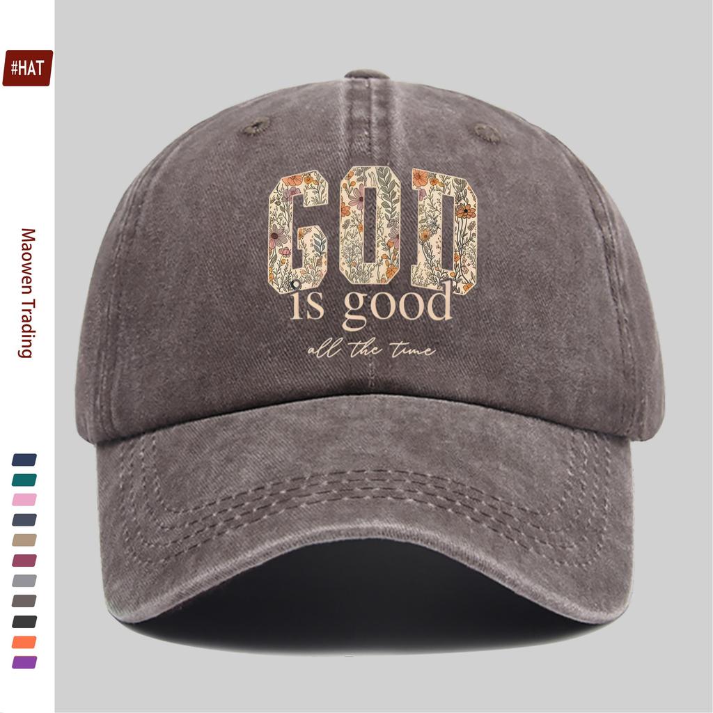 Pc Pcs God Is Good Floral  Letter Trucker Dad Hat  Adjustable Buckle Closure Lightweight Suitable for Women  Men Vintag