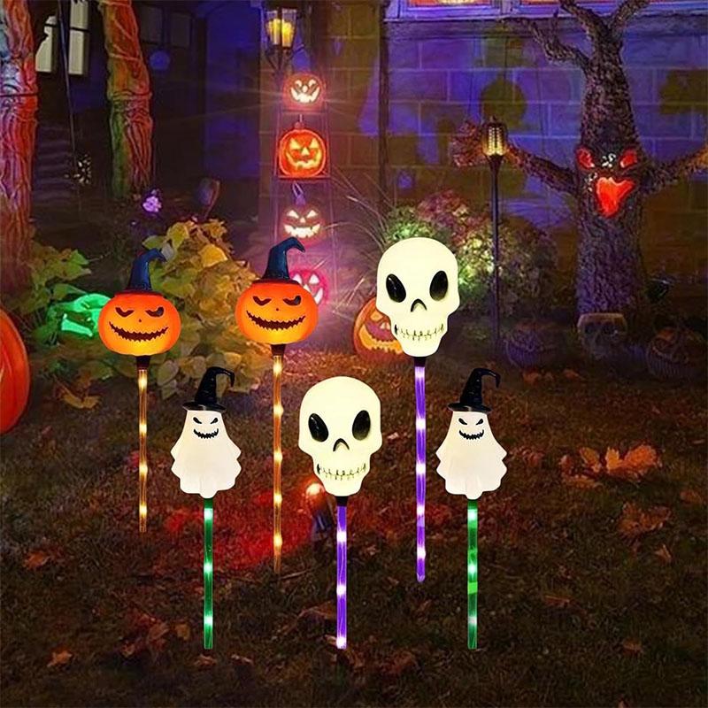 LED Solar Eyeball Halloween Ghost Eye Insert Lamp Outdoor Garden Glow Holiday Christmas Decorative Lights for Patio Pathway