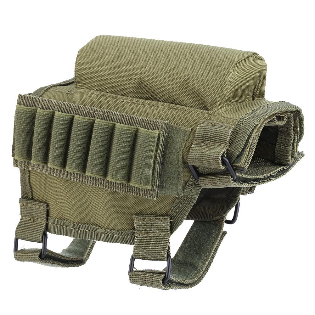 Nylon Butt Stock Rifle Ammo Pouch Shotgun Holder Cheek Rest (Army Green)