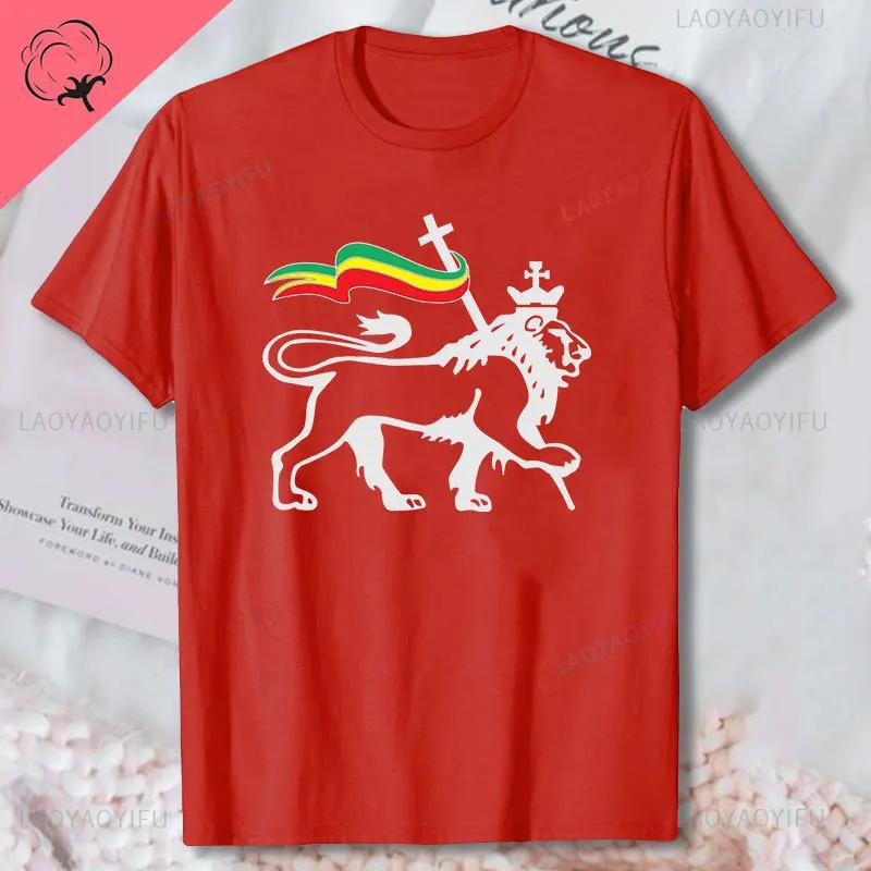 Löwe von Juda trägt Rastafari-Flagge Kunst Rasta Weed Herren Top T-Shirt Schwarz Cool Lässig Baumwoll-T-Shirt Herrenbekleidung Ropa Hombre