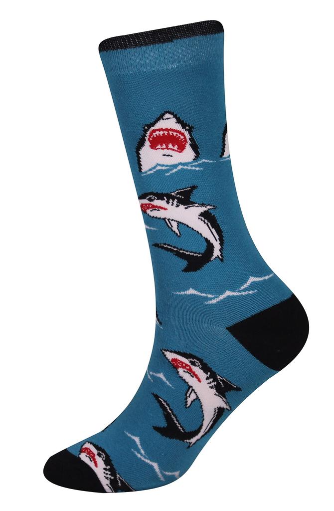 Cansok Animal Print Shark Casual Cotton Sock Set Men's Socks, Set, 5-Pair (Shark (4-Pair))