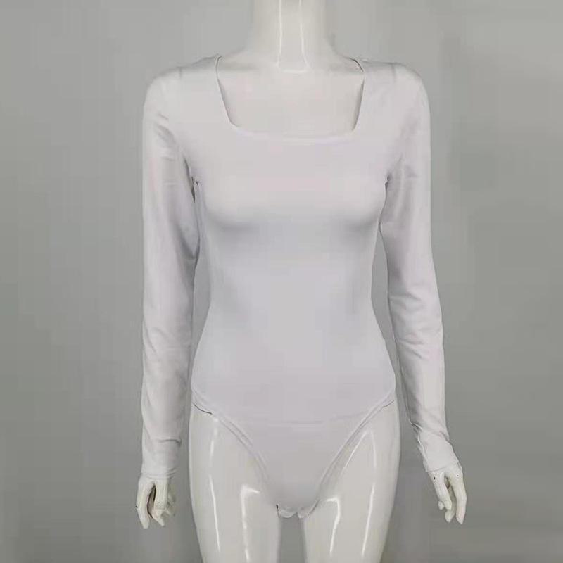 2024 European & American One-Shoulder Sexy Solid Color Bodysuit for Women