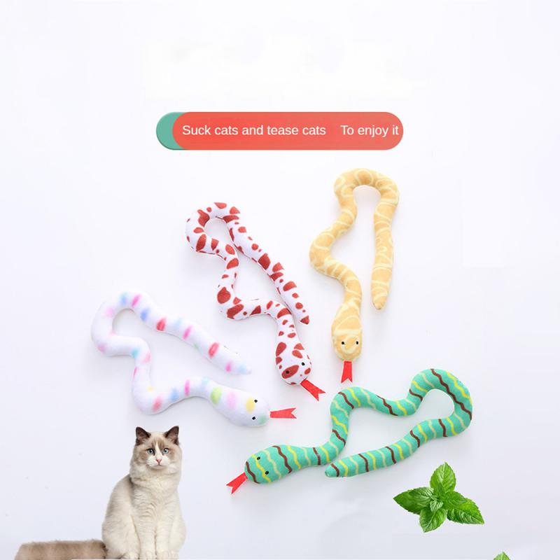 Маленькая интерактивная игрушка для кошек в форме змеи, устойчивая к укусам, с добавлением кошачьей мяты внутри, мягкая игрушка в форме змеи, вес 32 г, товары для кошек, аксессуары для домашних животных