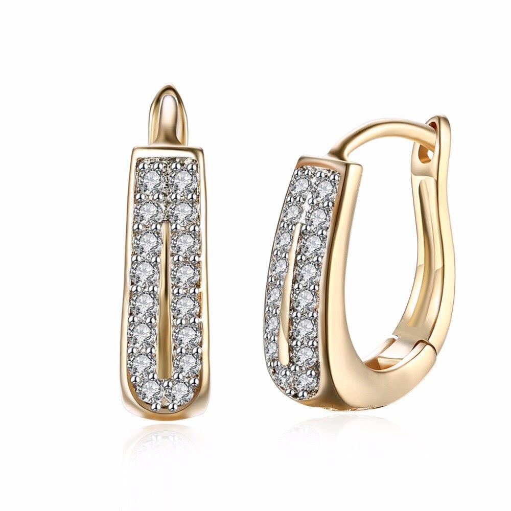 

New Arrival Arrivals White Cubic Cubic Zircon Buckle Women Stud Earrings Female Rose Gold Color Color Earrings Femme Adorable Girl JewelryCute Stud