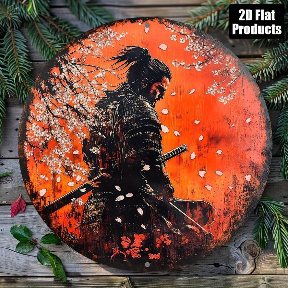 Samurai Metal Sign D Aluminum Cherry Blossom Art x Inch Rustic Home Bar Wall Decor Gift