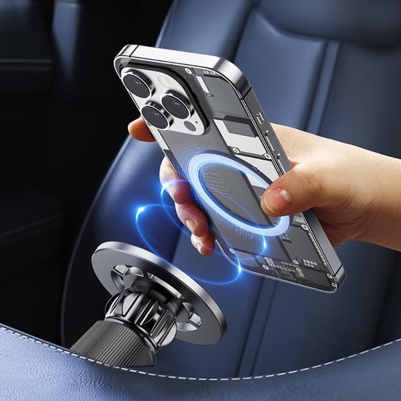 Rotating Magnetic Phone Car Mount with Reinforced Metal Clip Enhancing Stability Compatible for Vehicle Air Vent Systems