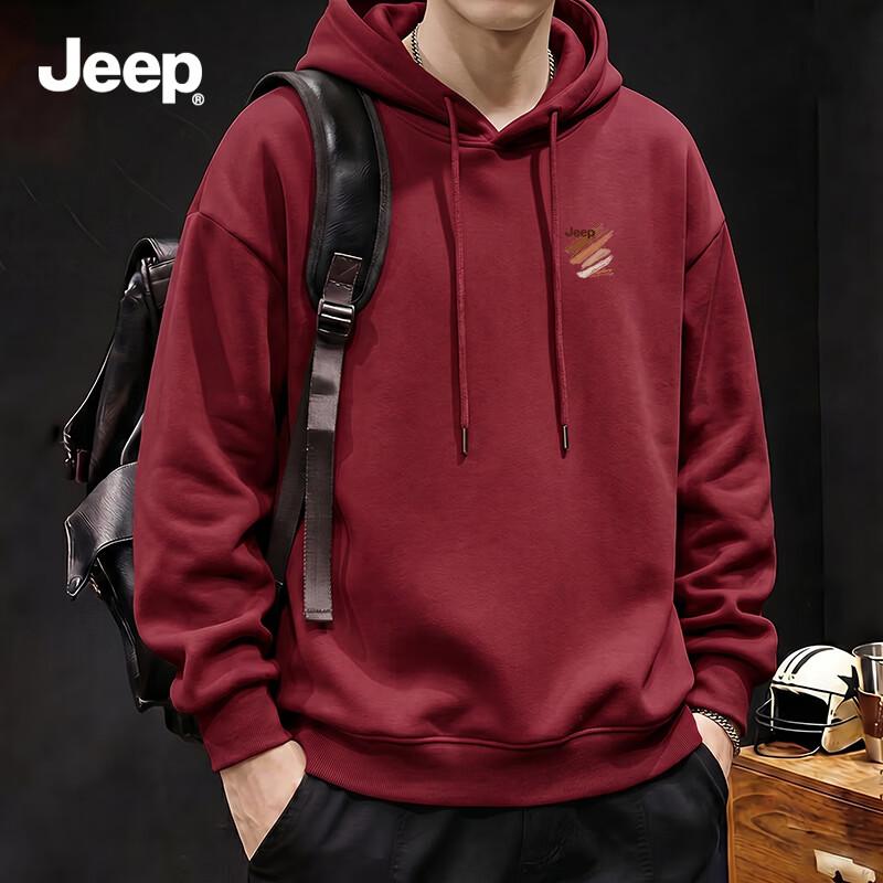 JEEP Men's Heavyweight Loose-Fit Hooded Sweatshirt
