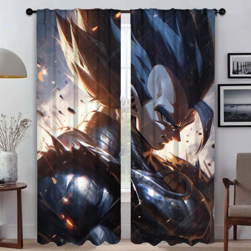 Super Handsome Vegeta Kitchen Curtains for Camera Elegant Room Curtains 2 Pieces Window Curtain Partition Halloween Decoration
