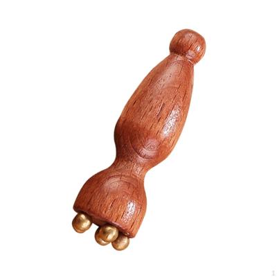 Wooden Face Massage,Eye Massage Tool Beech Wood Gua Sha Ergonomic Grip Cellulite Massages with Brass