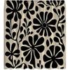 Black Boho Floral Shower Curtain Retro Abstract Flower Leaves Cute Plant Vintage Aesthetic Modern Cool Rustic Mid Century Art Bath Decor Curtain with