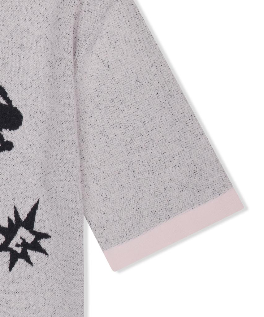 YESEYESEE Poker Icons Knit Half Shirts Light Pink