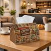 1pc Vintage Typography Retro Tissue Box, Coffee Collage Graphic Design Perfect for Outdoor Gatherings, Daily Desktop Use, And Suitable for Bedrooms, L
