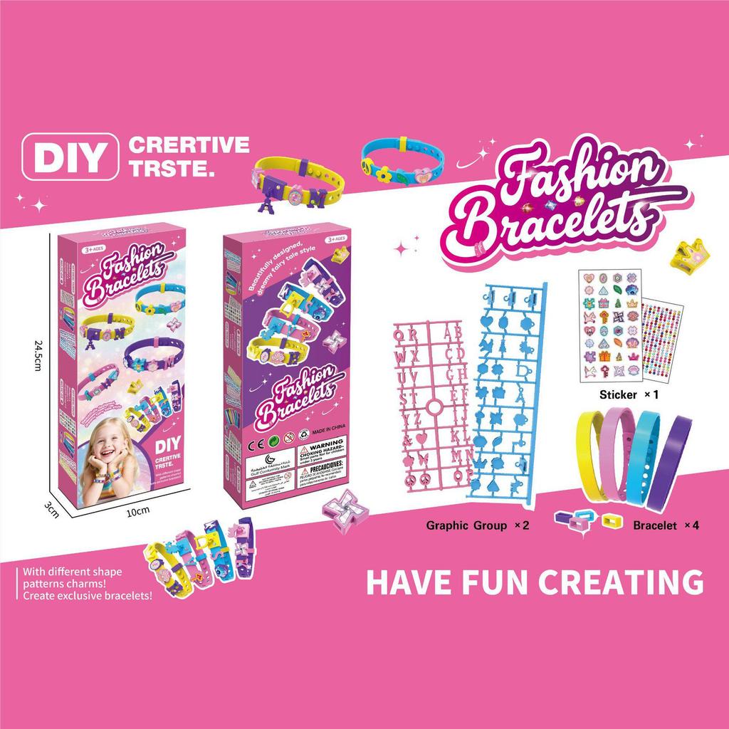 Children's DIY Beaded Bracelet Kit: Creative Cartoon Pendant & Girls' Accessories