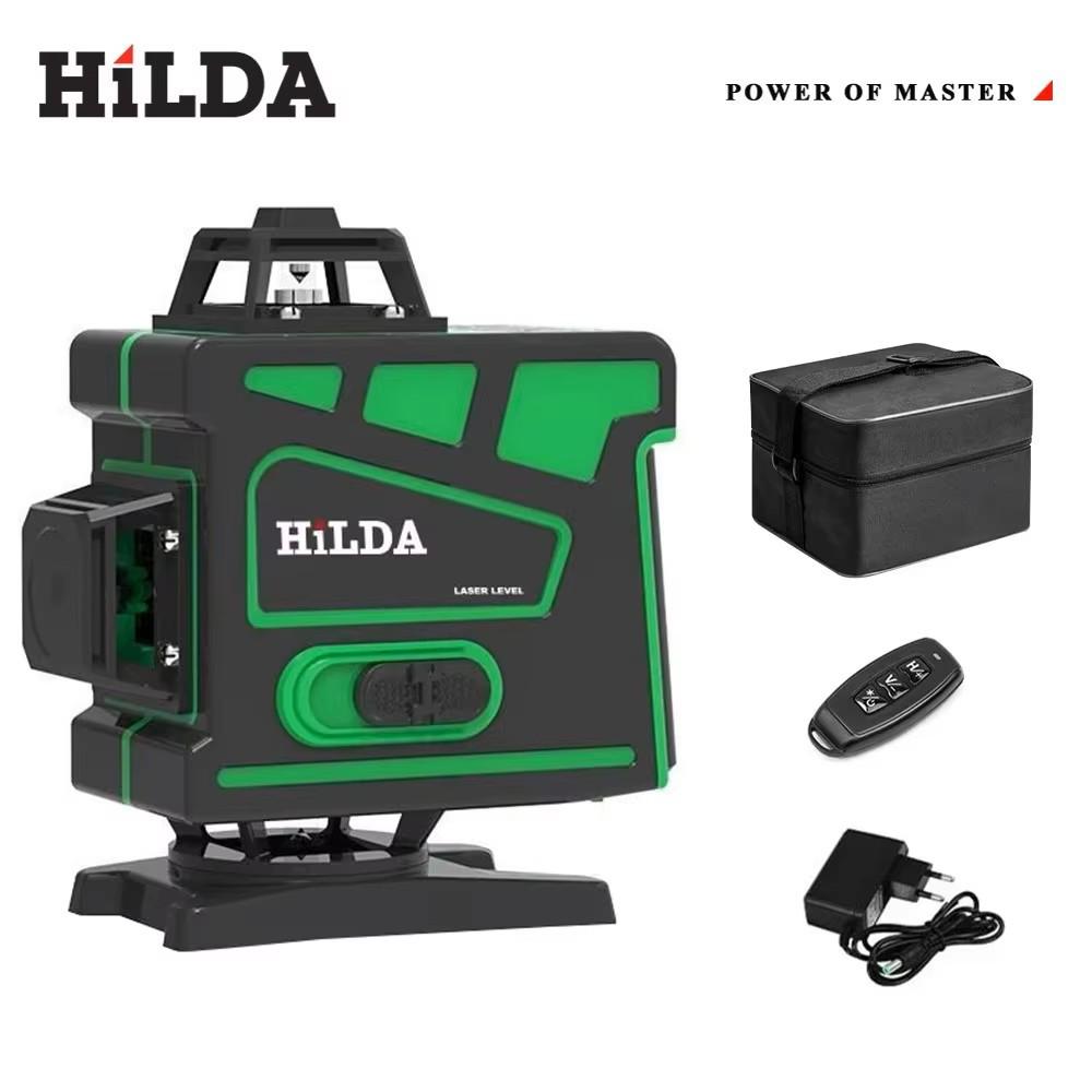 3D 12-Line High-Precision Green Laser Level with Infrared, Wall-Mountable