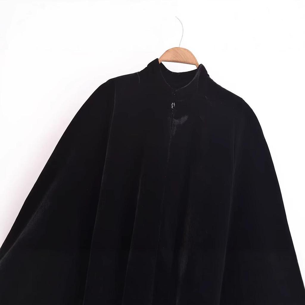 2024 Winter Women's European & American Style Velvet Cloak Coat