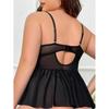 Plus Size Sexy Lace Lingerie Set with See-through Mini Skirt and Thong