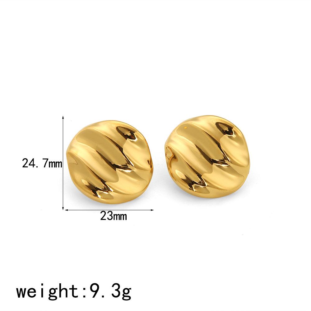 

New anti-allergic premium stud earrings stainless steel round water ripple 18k gold non-fading earrings earrings