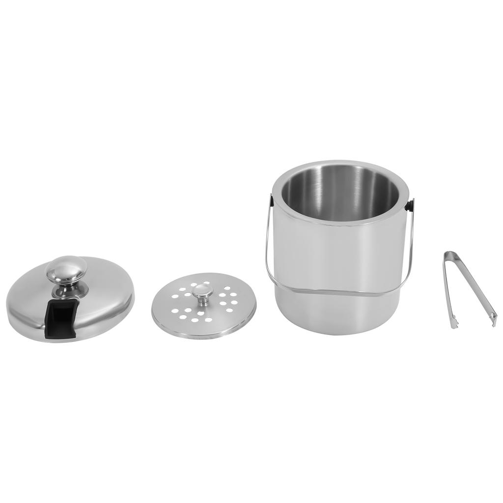 Outdoor Insulated Ice Bucket Stainless Double-Wall With Lid and Ice Tong 1300ML