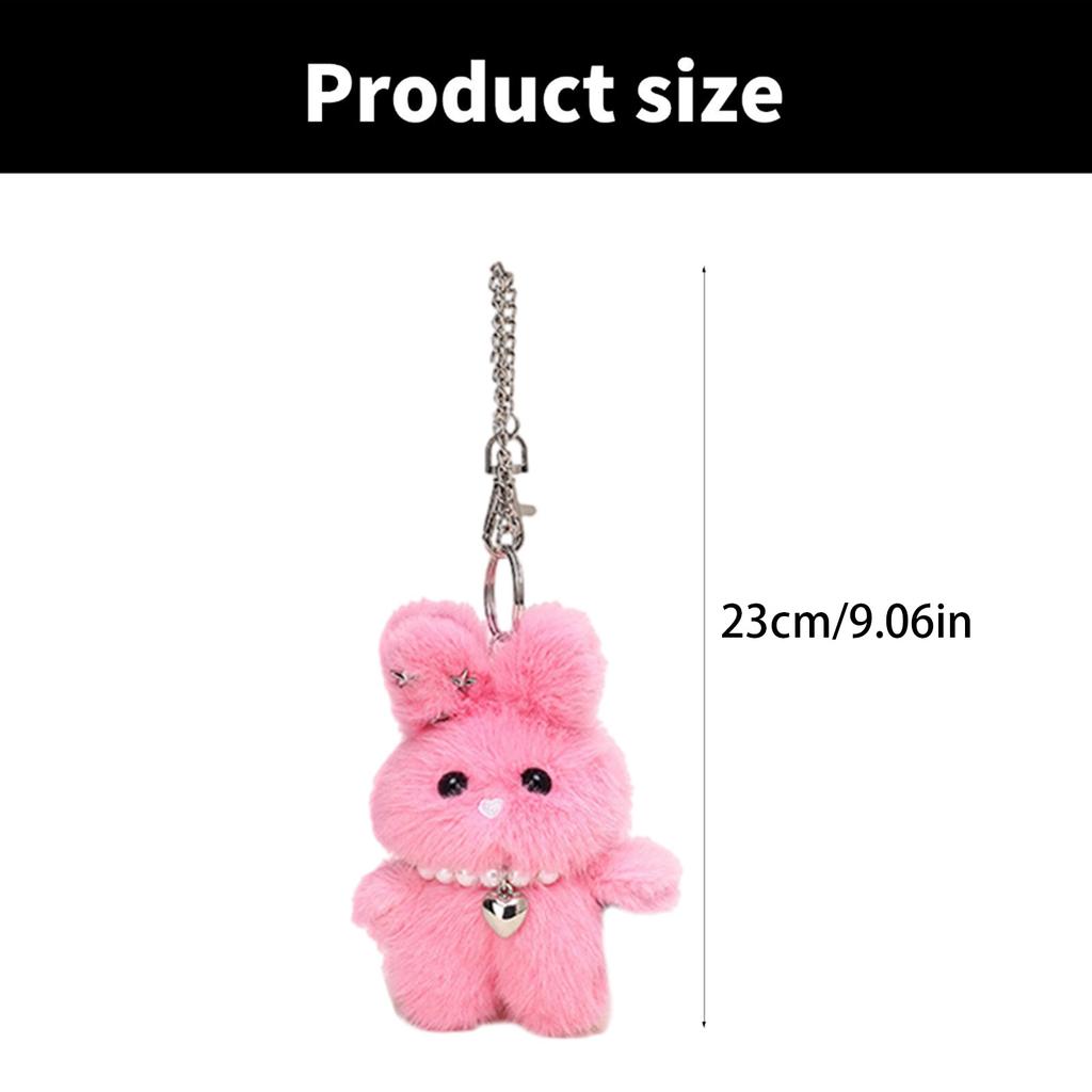 Colorful Star Rabbits Keychain Plush Bag Charm Handmade Keyring Craft Supplies for Backpacks and Keys Decoration