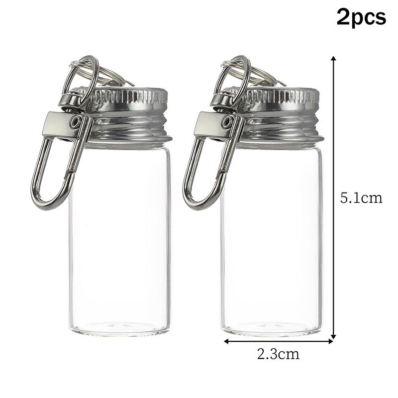 7/10Ml Storage Bottle With Love Keychain Transparent Glass Bottles Aluminium Cap Empty Jars Liquid Containers Dispenser Decor