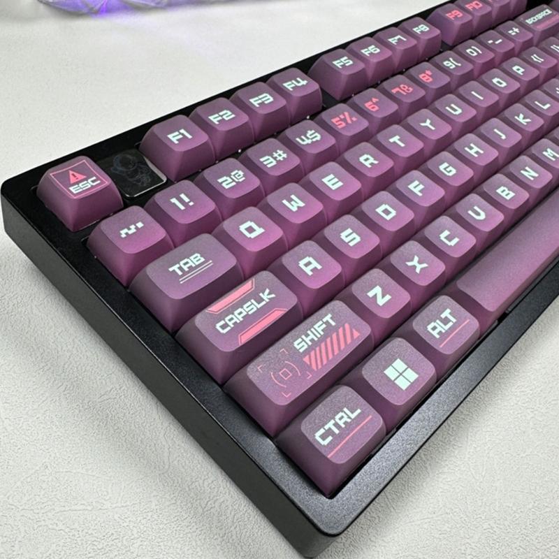 XDA Height 128Keys Keycaps Set In Gradual Change Color Cyber Type Keycap Enhances Typing For Mechanical Keyboards