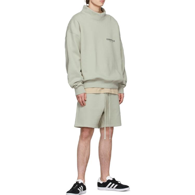 Fear of God Essentials FW21 Mock Neck Fleece Sweatshirt Unisex Tops Green Concrete FOG-FW21-110