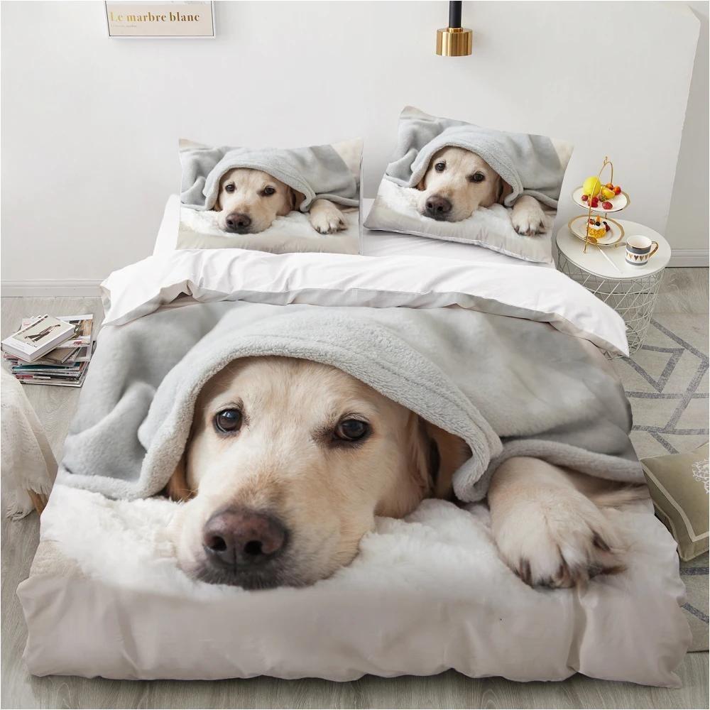 Luxury 3D Pet Dog Printed Bedding Set Single and Double Queen King Size Double Bed Duvet Cover Comfortable Pillowcase/duvet Cover Teen Gift