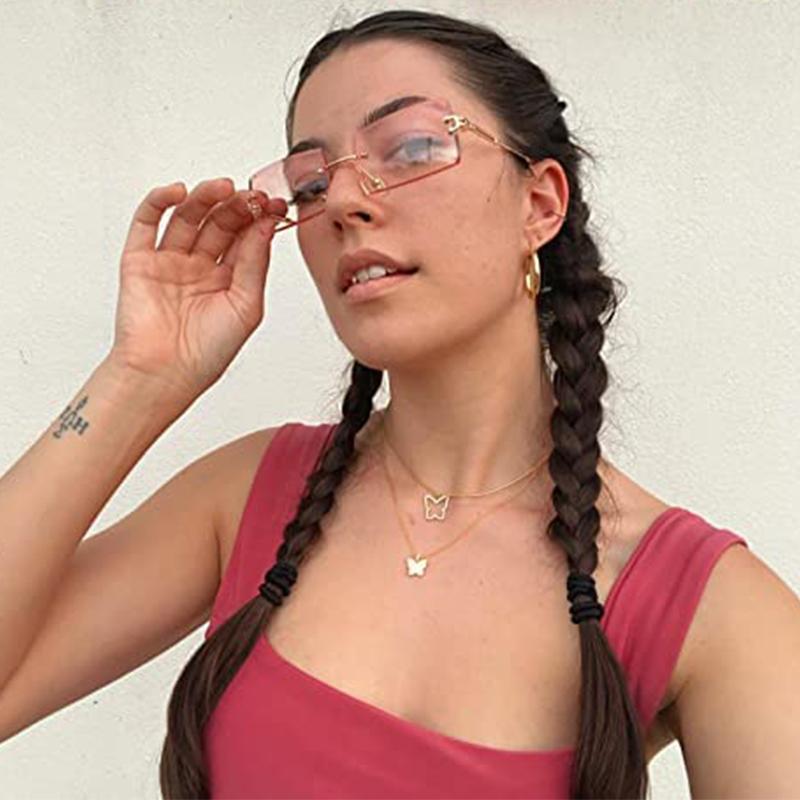 Fashion Cutted Lens Rimless Sunglasses for Women Men Brand Designer Trendy Rectangle Frameless Sun Glasses Gradual Shades S3468