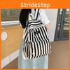 Simple Striped Pattern Student Canvas Backpack For School And Travel