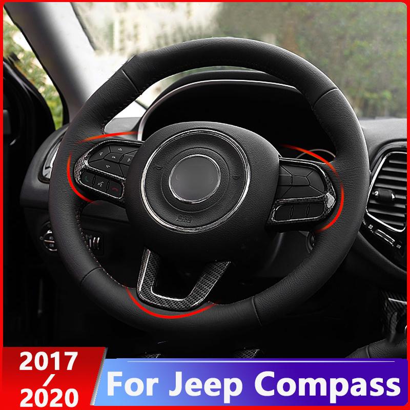 Car Interior Steering Wheel Decoration Cover Trim Stickers Kits For Jeep Compass 2017 2018   Interior Accessories