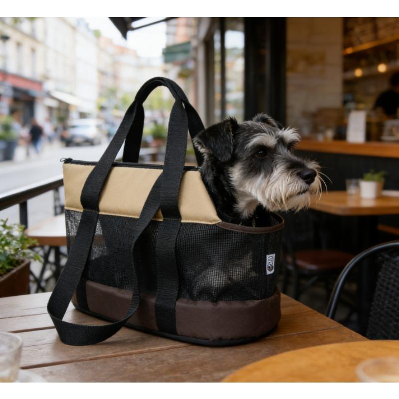 Skládací taška pro domácí mazlíčky se síťovinou - Lehká přenosná taška přes rameno pro malé psy a kočky Prodyšná kabelka pro venkovní cestování na jaře a v létě