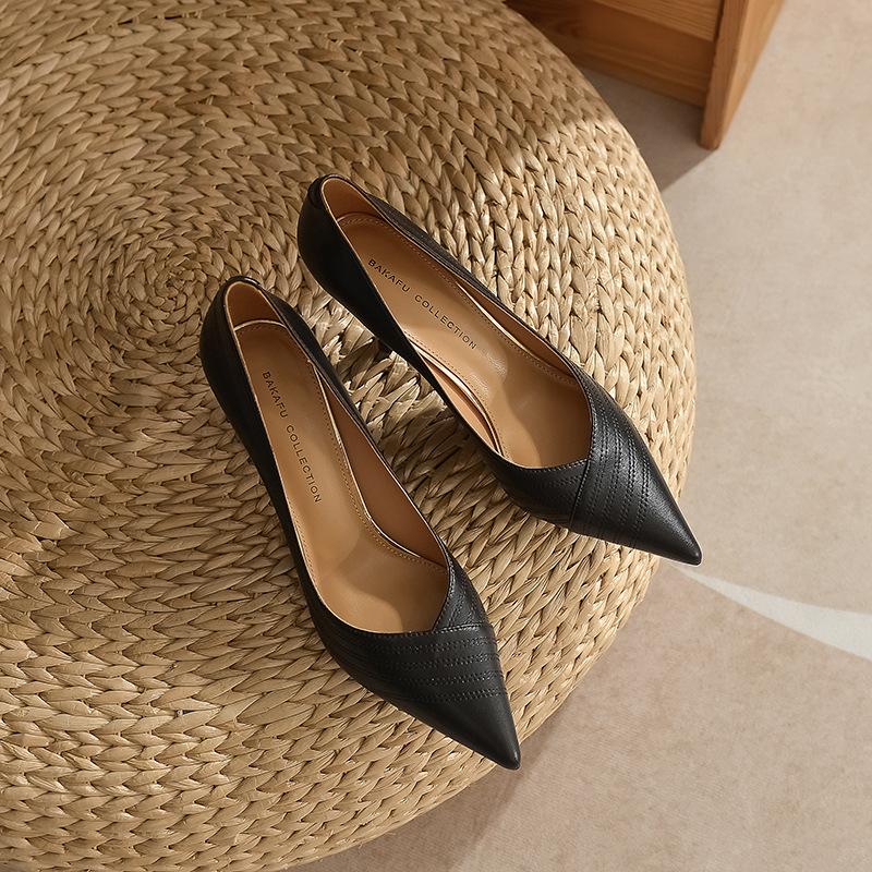 Genuine Leather Women Heels Luxury Brand Pumps Pointed Toe Shallow Office High Heels Fashion Elegant Party Ladies Wedding Shoes