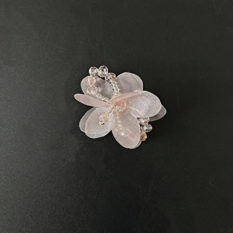 10Pcs Beaded Mesh Flower Patches Sew On Applique DIY Dress Bag Hat Clothing Decorative Accessorie Material Patches