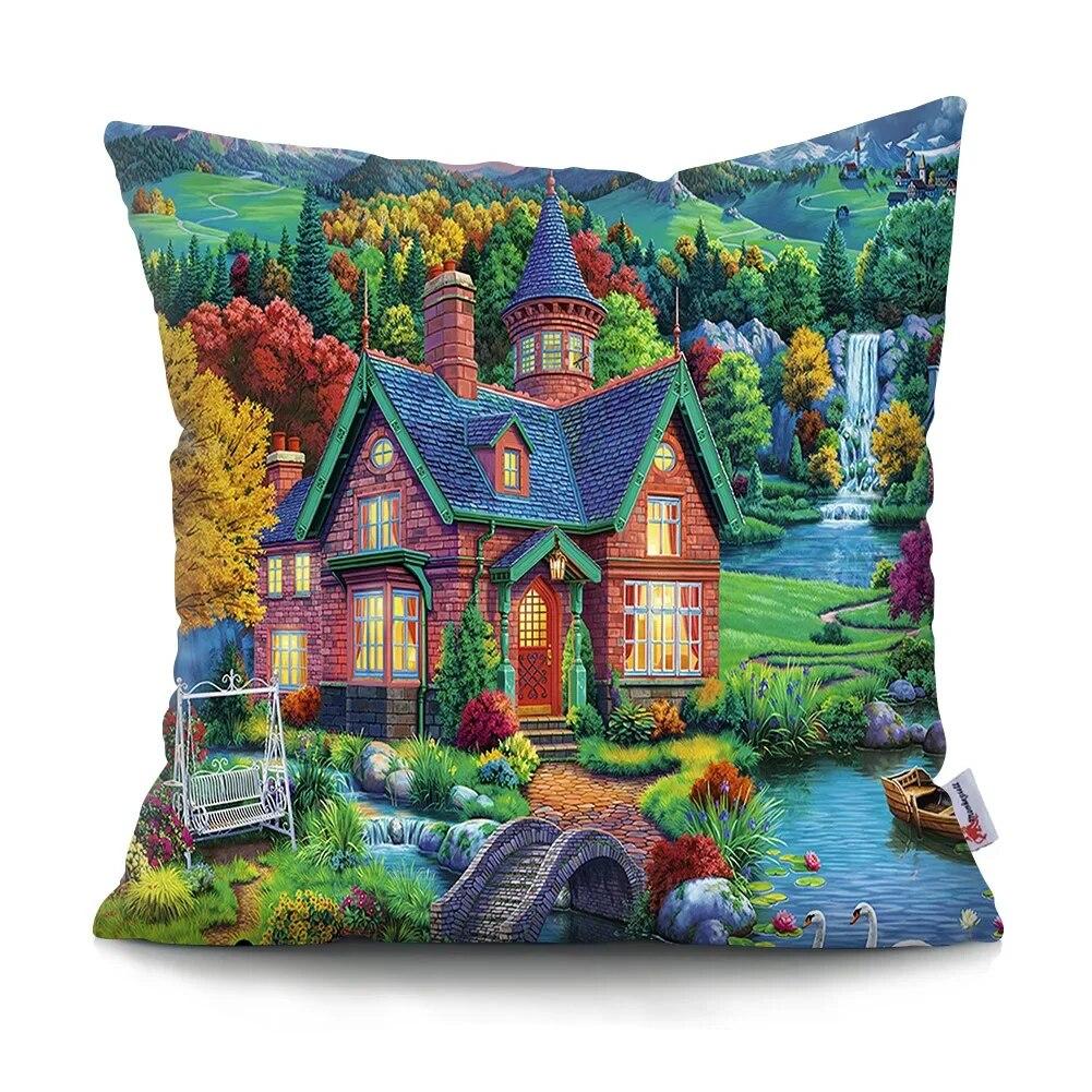 Neverland Ranch Rustic Landscape Pillowcase Polyester Print Sofa Chair Bed Cushion Cover Room Home Decor Embrace Pillowcase