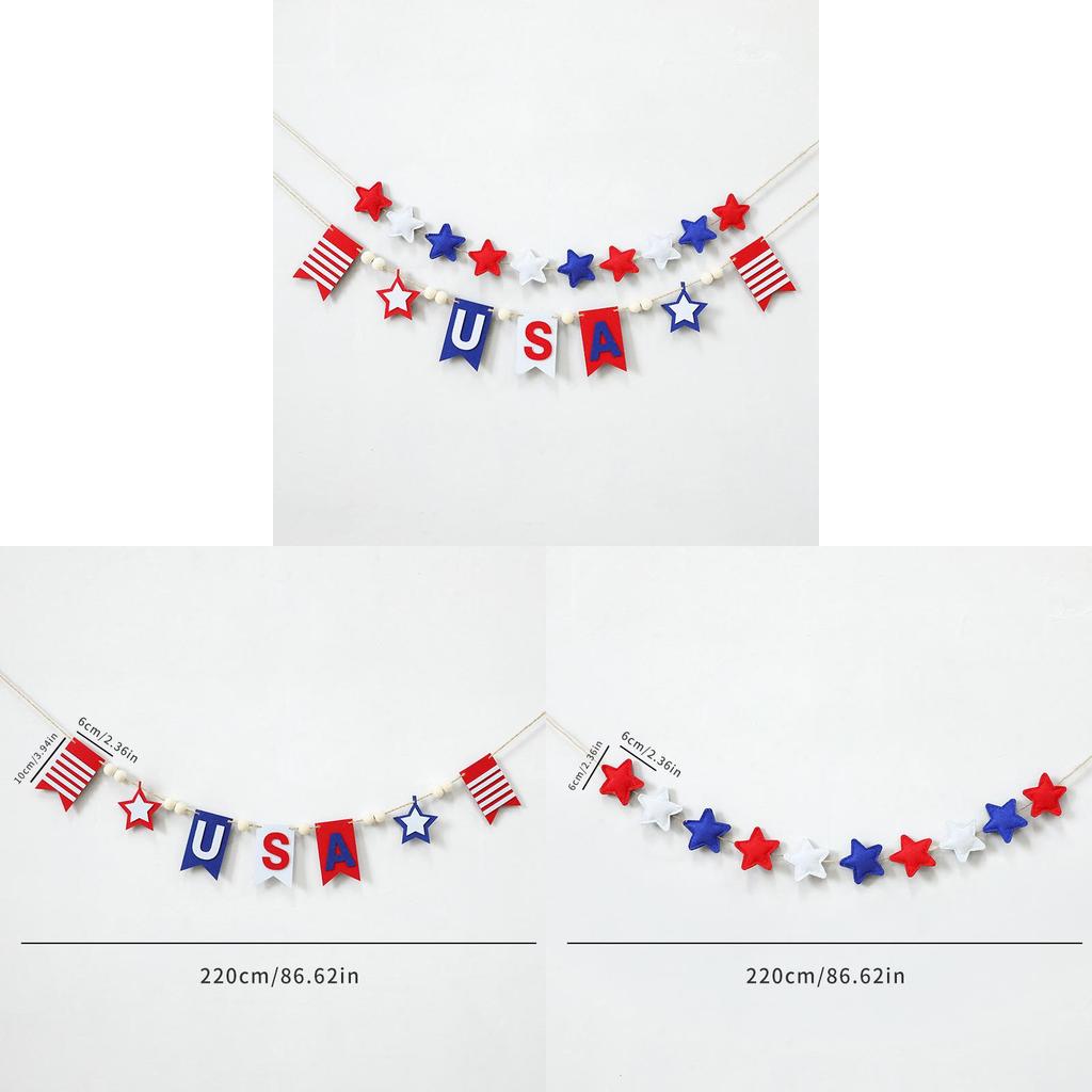 Usa Felt Banner Garland With Star Stripes For Independence Day Home Decor