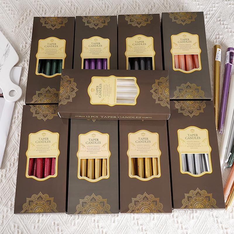 Europejski Świecznik Słupkowy Kolacja przy Świecach Czerwony Czarny Perłowy Srebrny Złoty Ślub Modlitwa Oświetlenie Domowe Ślub Świeca Długi Słup