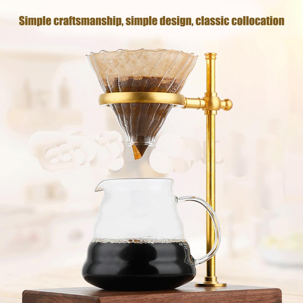 Pour Over Coffee Dripper Adjustable Coffee Filter Stand Holder with Wooden Base Stand for Coffee Beer Drink Maker Portable Pour Over Stand Coffee Station