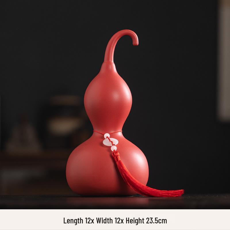 Yellow Clay Gourd Ceramic Ornament for Feng Shui: Fill Missing Corners In Southwest and Northeast, Enhance Gen Kun Palace, Balance Earth Elements.