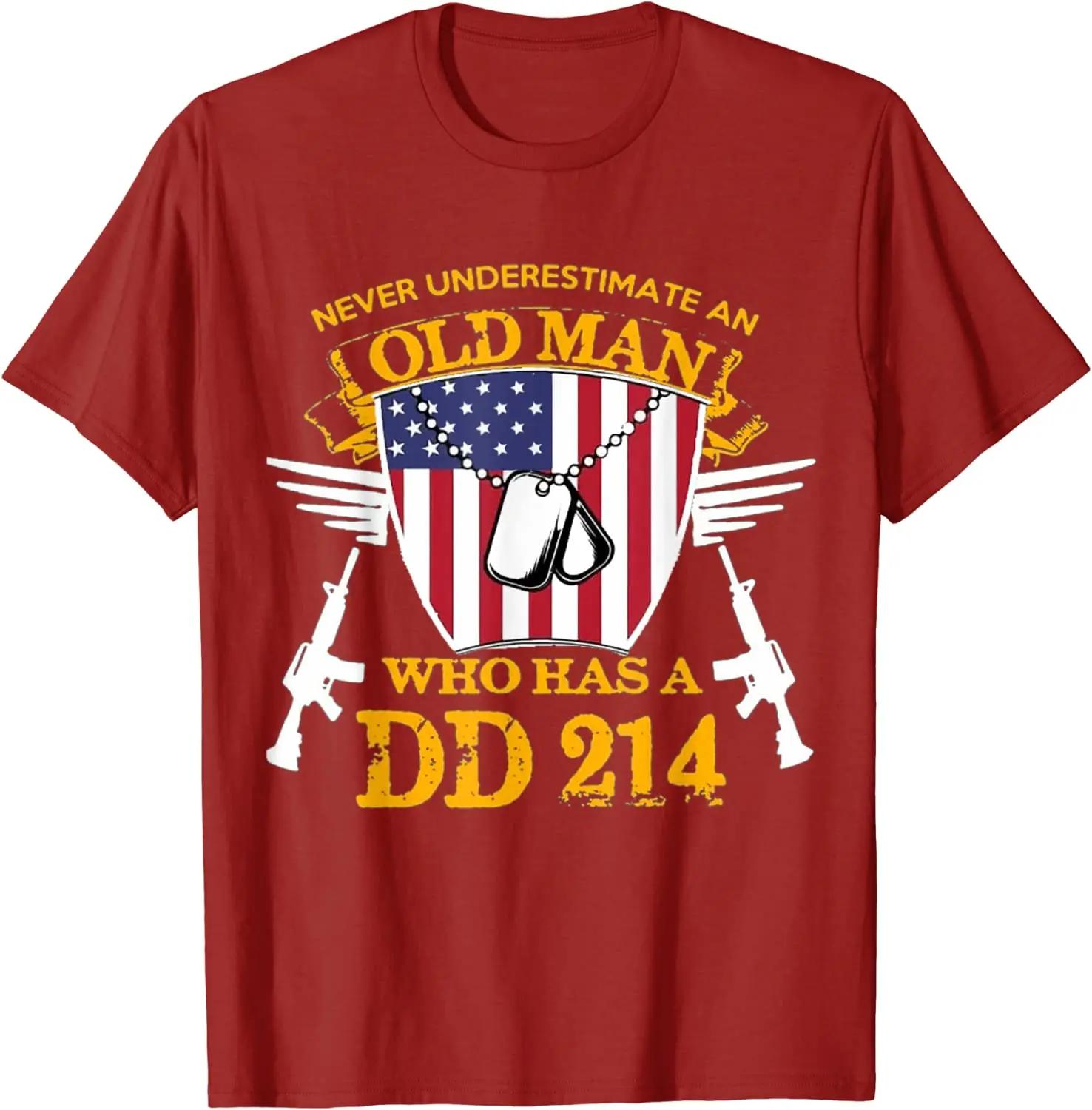 Never Underestimate An Old Man Who Has A DD214 Alumni Gift TShirt 100 Cotton ONeck Short Sleeve Summer Casual Mens Tshirt S