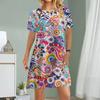 Women Casual Dress Summer Paramecium Print Dresses For Women O-neck Short Sleeve Dress Plus Size