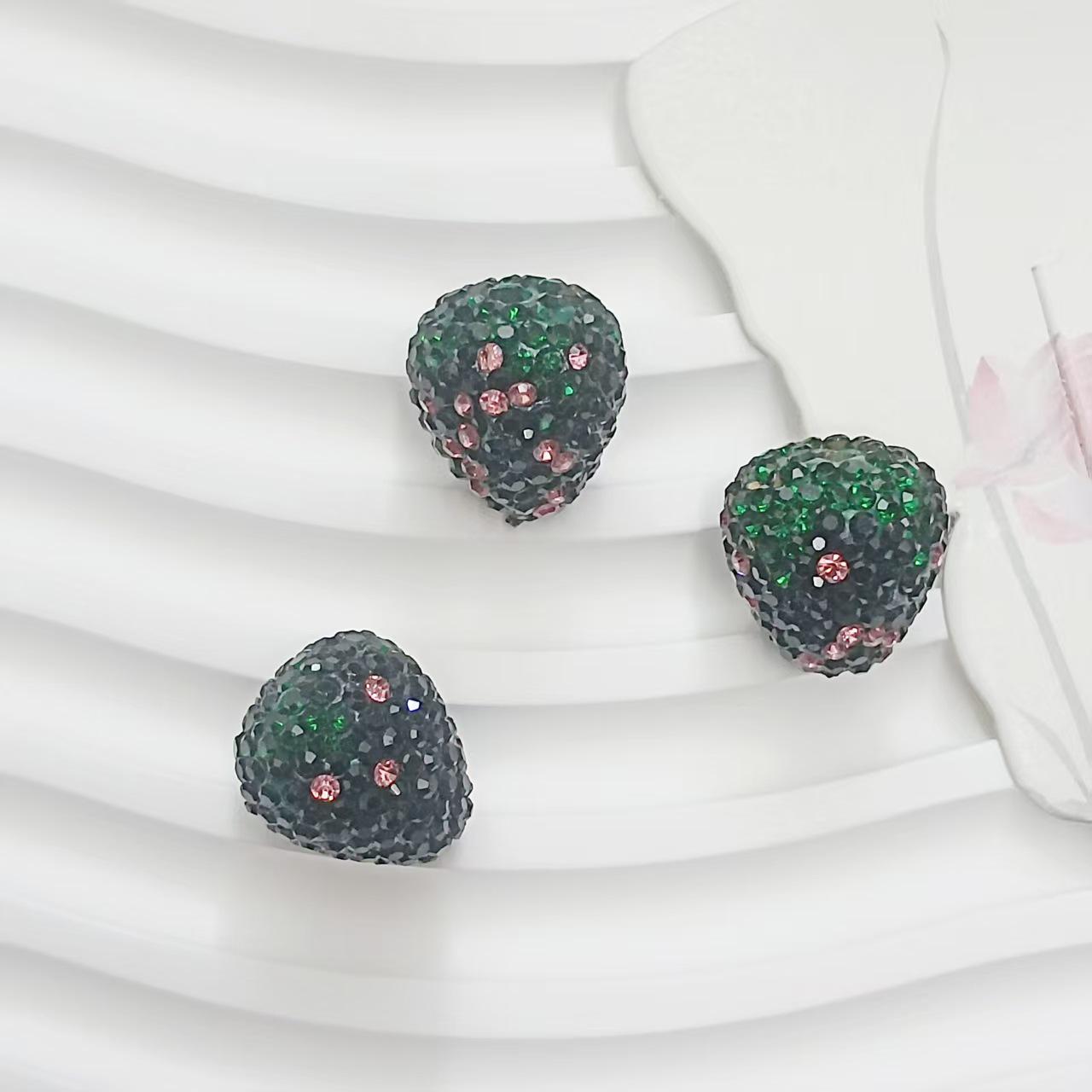 

Colorful Rhinestone & Strawberry Polymer Clay Beads for Jewelry & Phone Chain Accessories