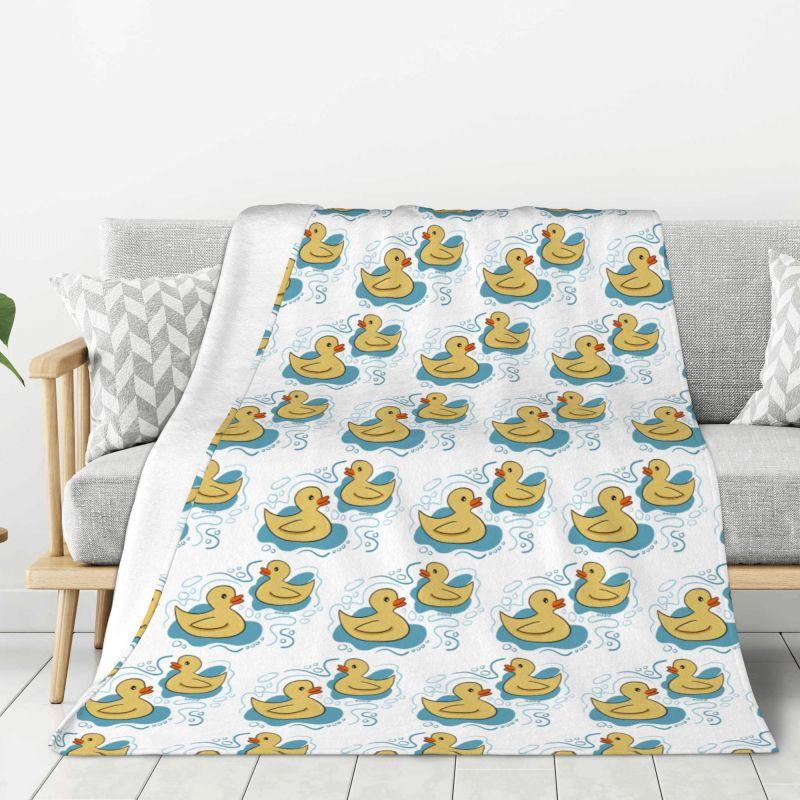 Custom Ultra-Soft Fleece Yellow Colorful Rubber Duck Pattern Throw Blanket Warm Flannel Blankets for Bed Home Couch Quilt