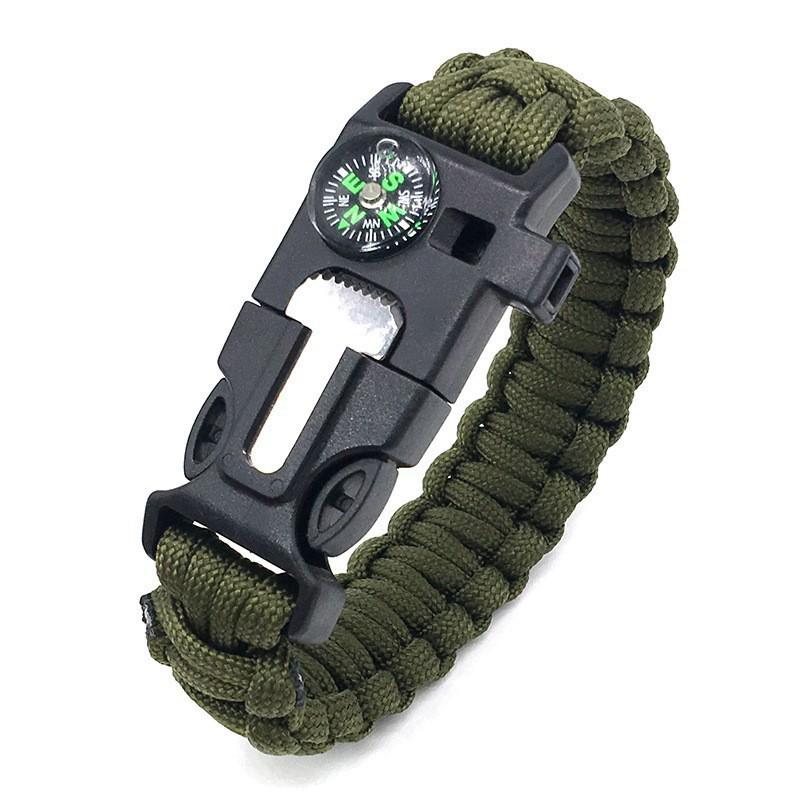 5-in-1 Multi-Function Survival Paracord Bracelet Outdoor Camping Adventure Emergency Rescue Survival Rope Bracelet Compass