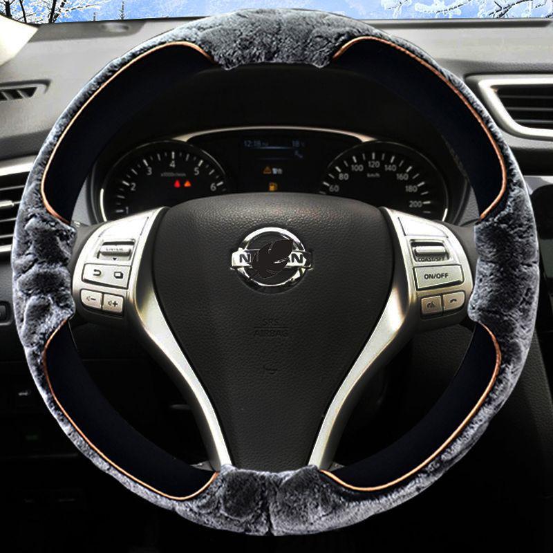 Plush Winter Steering Wheel Cover for Nissan: Sylphy, X-Trail, Qashqai, Kicks, Teana, Bluebird, Tiida