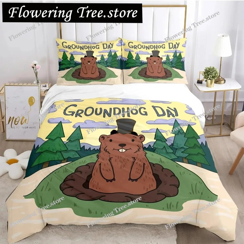 Funny Capybara Anime Duvet Cover Kawaii Animals Bedding Set Soft Quilt Cover Full Size For Boy Teens Bedroom Decoration