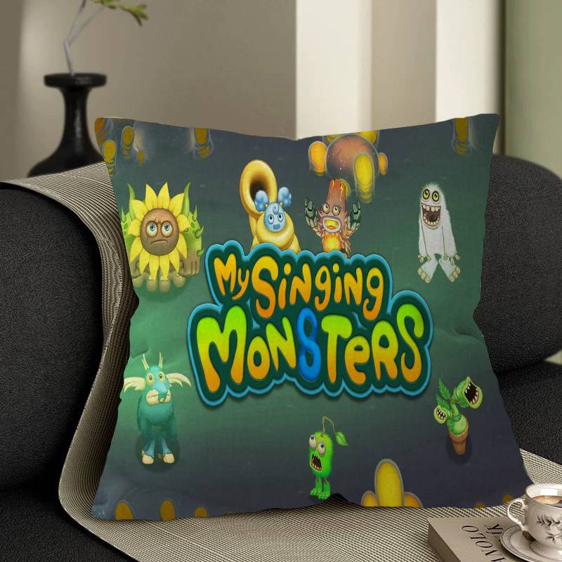 Cartoon Musikspiel My Singing Monsters Bürokissen Kissenbezug Auto Kissenbezug 45x45CM Lendenkissenbezug Sofakissenbezug