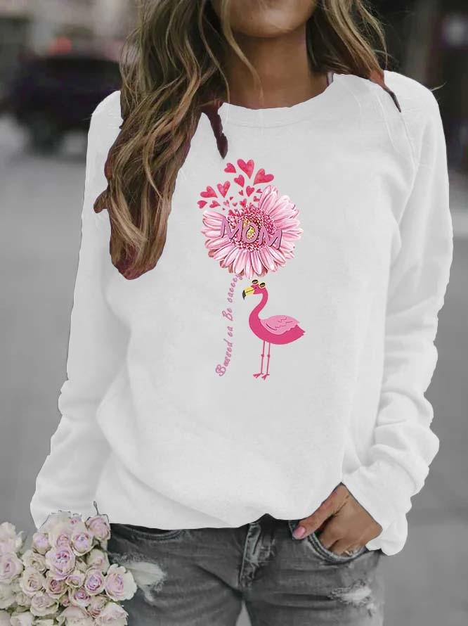 Women's Printed Round Neck Long Sleeve Sweatshirt