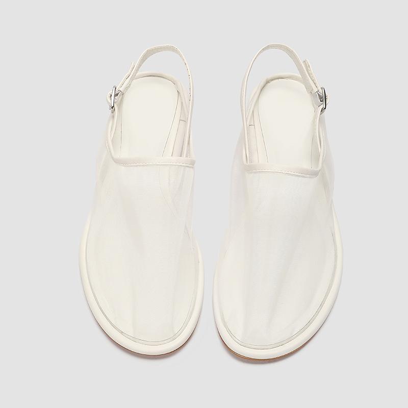 Mesh Back Empty Sandals Women's Flat-bottomed Bag Head Shoes Breathable Fishing Net Design Sexy Casual Versatile Sandals