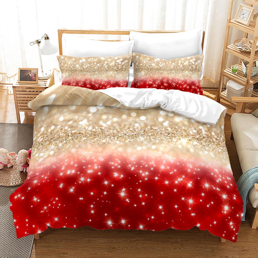 Gradient Duvet Cover Set Microfiber Rainbow Striped Glitter Sequins Quilt Cover Double Queen King Size 2/3pcs Comforter Cover